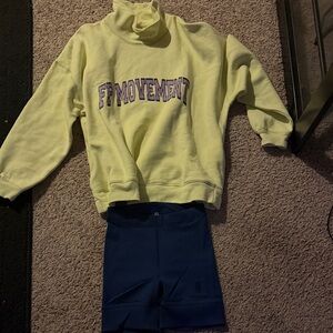 FP Movement by Free People Yellow Sweatshirt with Purple Logo